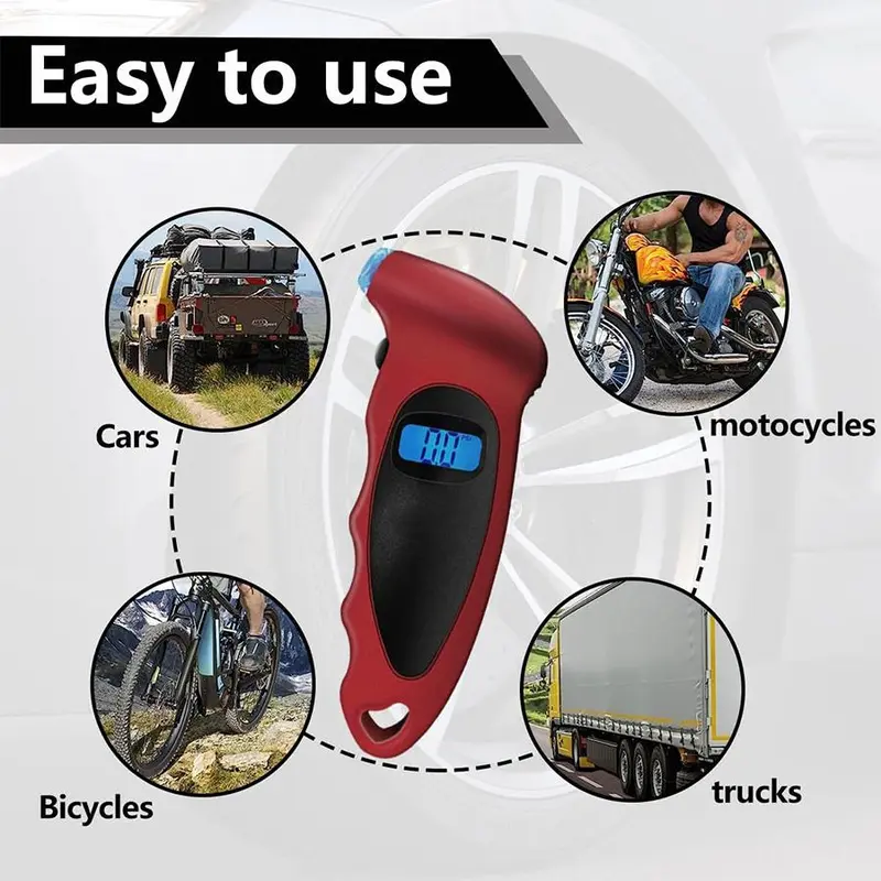 Digital Tire Pressure Gauge, 150 PSI 4 Settings Tire Pressure Gauge with Backlit LCD & Non-slip Grip, Universal Car Accessories for Pressure Check 5
