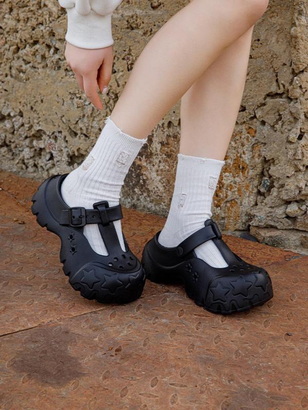 Women's Cute Star Design Platform Clogs, Casual Comfortable Home Slippers, Thick Sole Non-slip Slippers for Indoor & Outdoor Wear, Girl 3