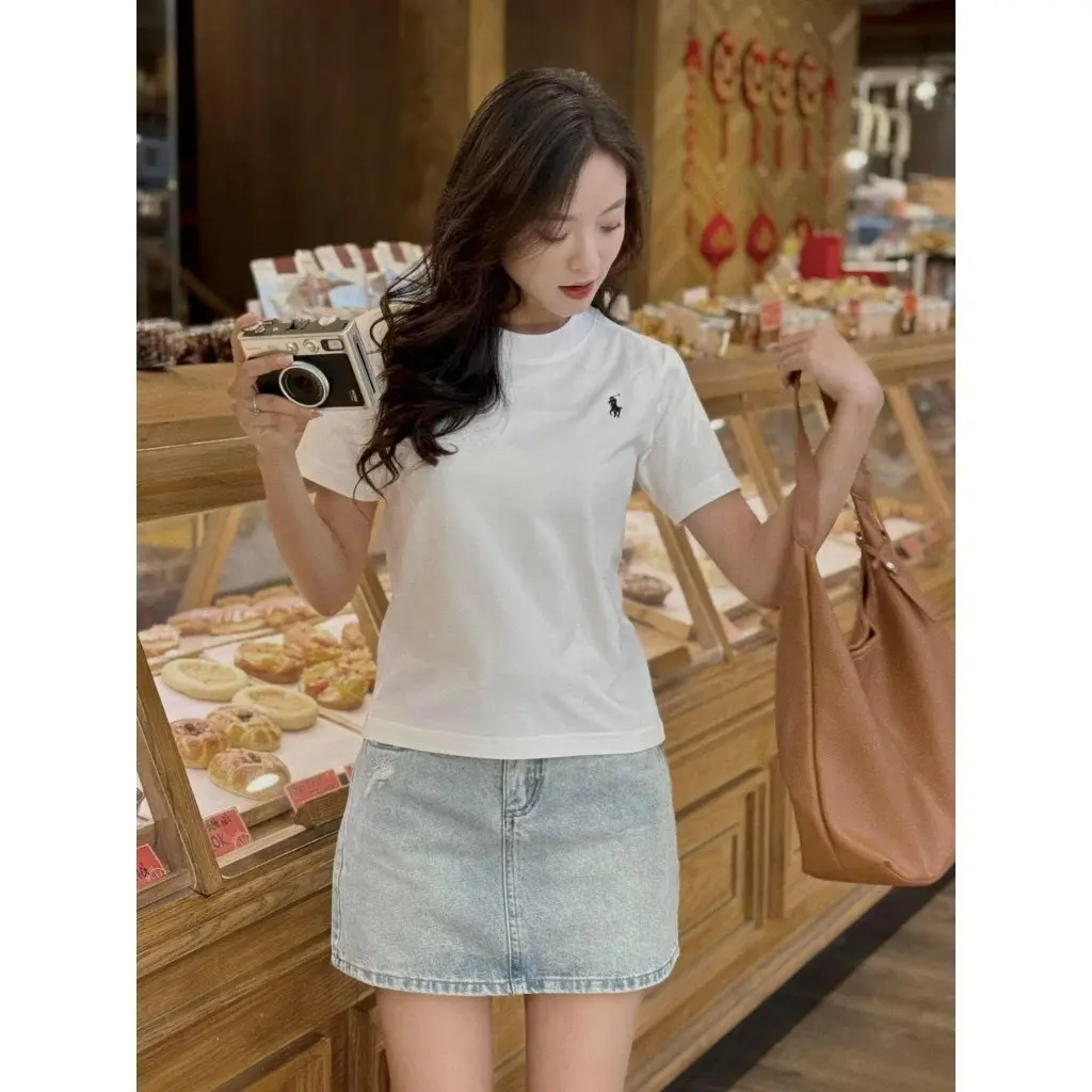 Áo Phông Nữ Cotton Thêu Ngựa Kiểu Dáng Trẻ Trung Năng Động