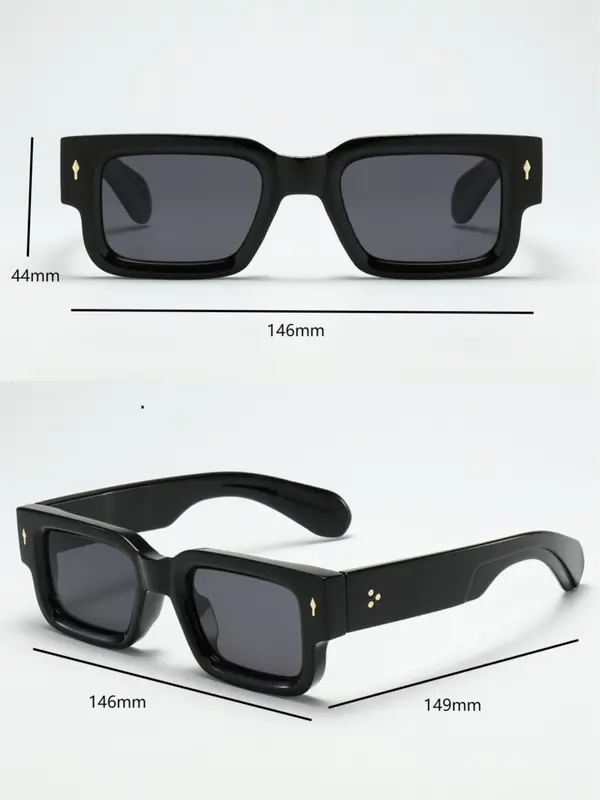 Unisex Vintage Trendy Square Frame Sunglasses, Retro Casual Sunglasses for Everyday Use, Fashion Accessories for Outdoor Activities 1