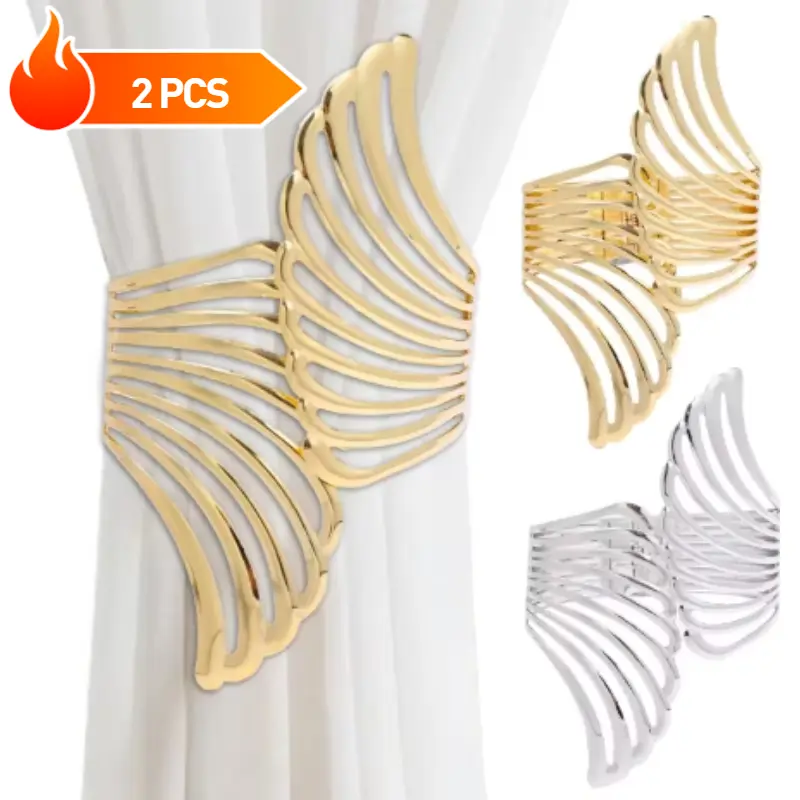 Hot Selling 2Pcs Fashion Curtain Tiebacks Holdback Clip Wing-like Buckle Creative Wings Pattern Curtain Hooks Metal Home Decorations