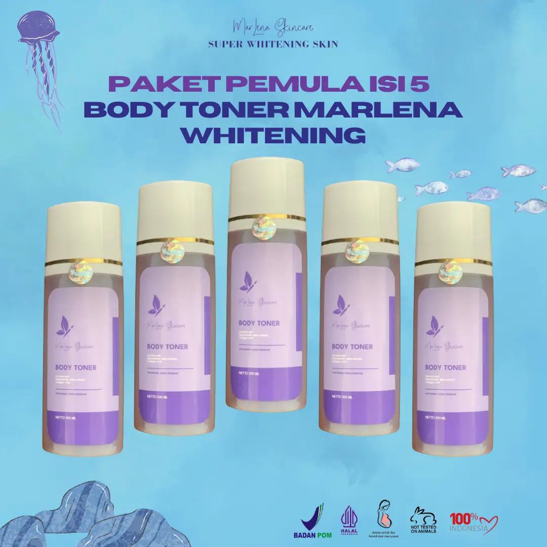PAKET USAHA 5pcs BODY TONER MARLENA WHITENING BPOM KEMASAN BARU