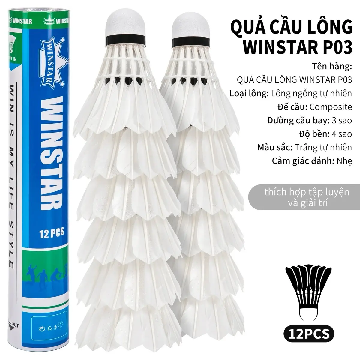 QUẢ CẦU LÔNG WINSTAR P03 6QUẢ