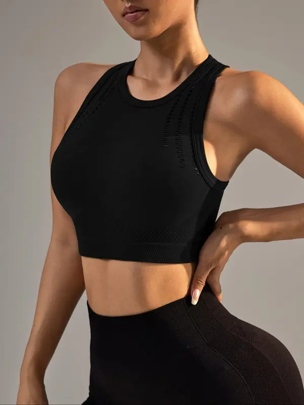 Women's Solid Color Racer Back Sports Singlet, Breathable Quick Drying Sports Tank Top, Gym Clothes, Workout Clothes, Ladies Sportswear for Indoor Outdoor Wear, Gymclothes 5