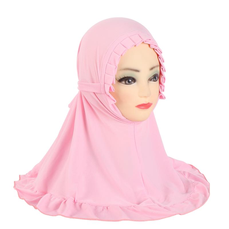 Product Introduction of Hat with Pleated Hem, Ruffled Edges, Lace Trim, Little Girl Children's Headscarf, Malay Scarf H364 14