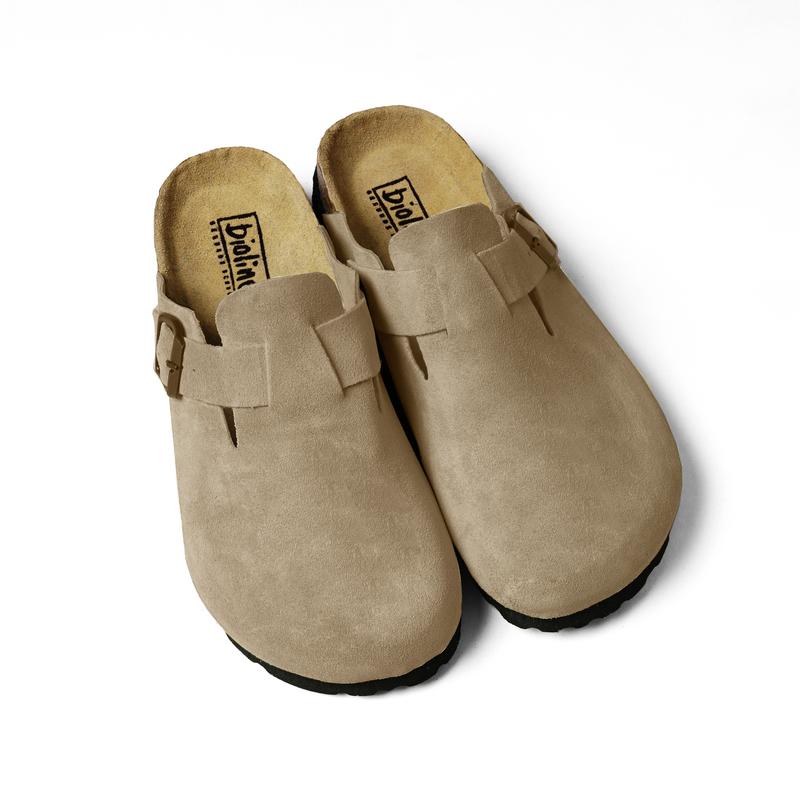 Sục Da Lộn Birken Boston, Giày Bít Mũi Da Bò Dành Cho Nam Nữ Cao Su Dép