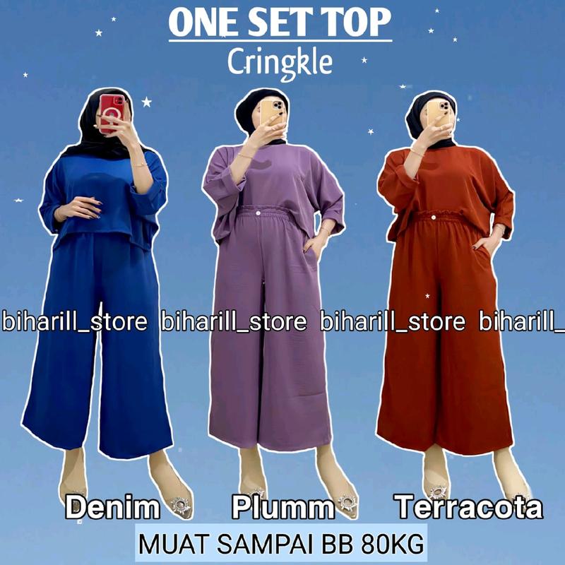 Glory One set crop top Cringkle Airflow - Setelan Wanita Cringkle One Set termurah 5