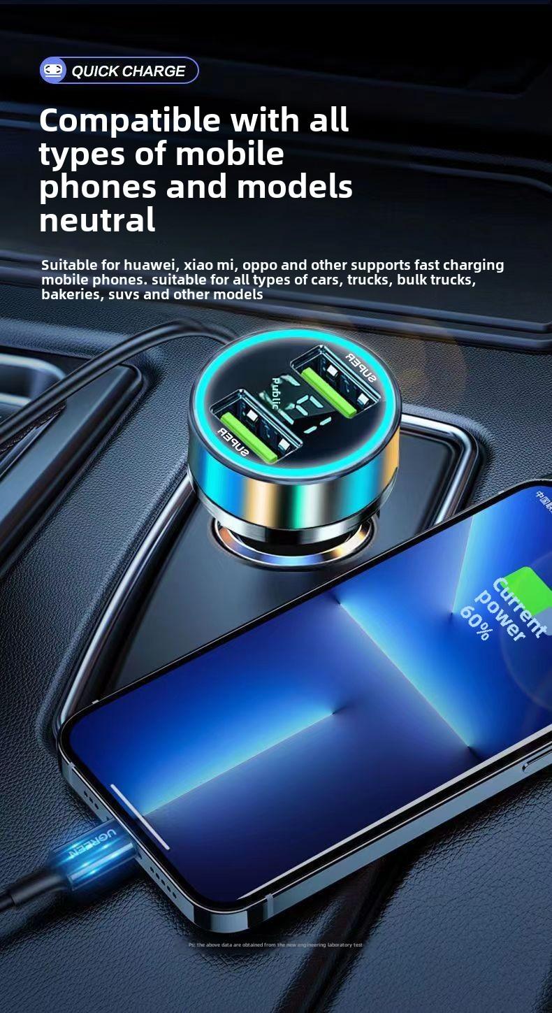 Product Introduction of Car Charger Super Fast Charge Cigarette Lighter Digital Display Flash Charger for Android Apple Car Conversion Car Charger Plug 4