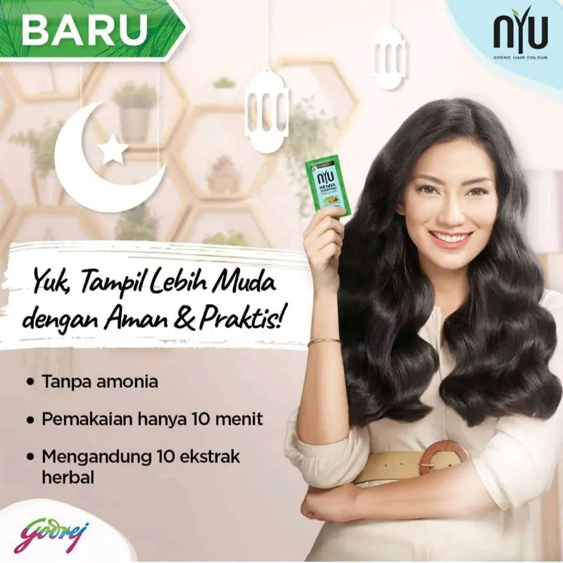 NYU HENNA SHAMPOO HAIR COLOUR/NYU HENNA SHAMPOO PEWARNA RAMBUT PER PCS 20ML Warna Tahan Lama 2