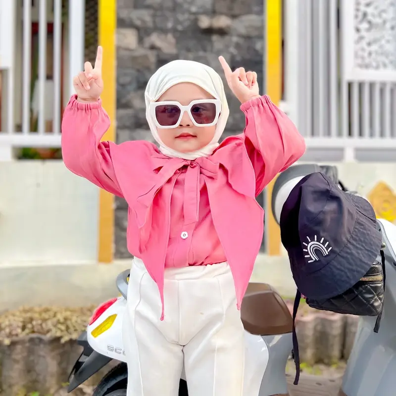 MIMMI.ID — Lolita Blouse Shimmer Atasan Kerah Panjang  Baju Rumbai Pita Wanita Kancing 0