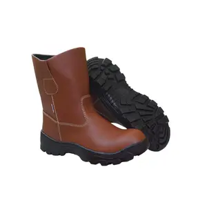 REdmundo Sepatu Safety Boot Panjang Ujung Besi PDL Kerja Lapangan High Shoes Pria Rubber Elegant Size 38-45 Material Kulit Murano Sintetis Import Quality