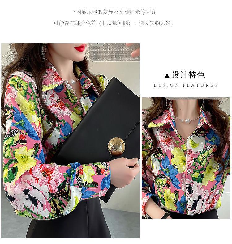 Product Introduction of Áo Sơ Mi Hoa Dài Tay Cho Nữ, Phong Cách Mùa Xuân, Sang Trọng Cao Cấp, Trẻ Trung Và Sành Điệu, Áo Voan Cổ bẻ Thanh Lịch 3
