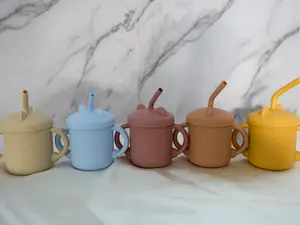 Gelas Silikon Bayi Gelas Silicon Bayi Bpa Free Baby Safe Training Cup Bayi Anti Tumpah Tempat Minum Bayi Gelas Minum Sedotan Anak Peralatan Straw bebas bpa warna oren mpasi