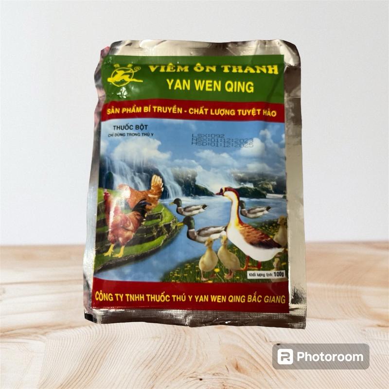 1 gói 100g VIÊM ÔN THANH (thuoc bột trộn ăn) đặc trị Cảm cúm, tiêu chảy, xù lông, xã cánh, bỏ ăn, rụt cổ trên gà vịt viên ốm 0
