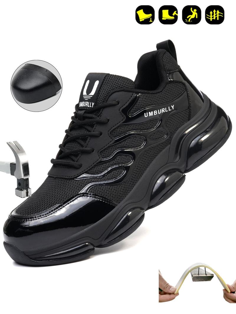 Product Introduction of Men's Fashionable Lace Up Low Top Safety Shoes, Casual Comfortable Breathable Anti-smash and Anti-puncture Shoes for Work, Fashionable Shoes for Daily Wear, Shoes for Men 3
