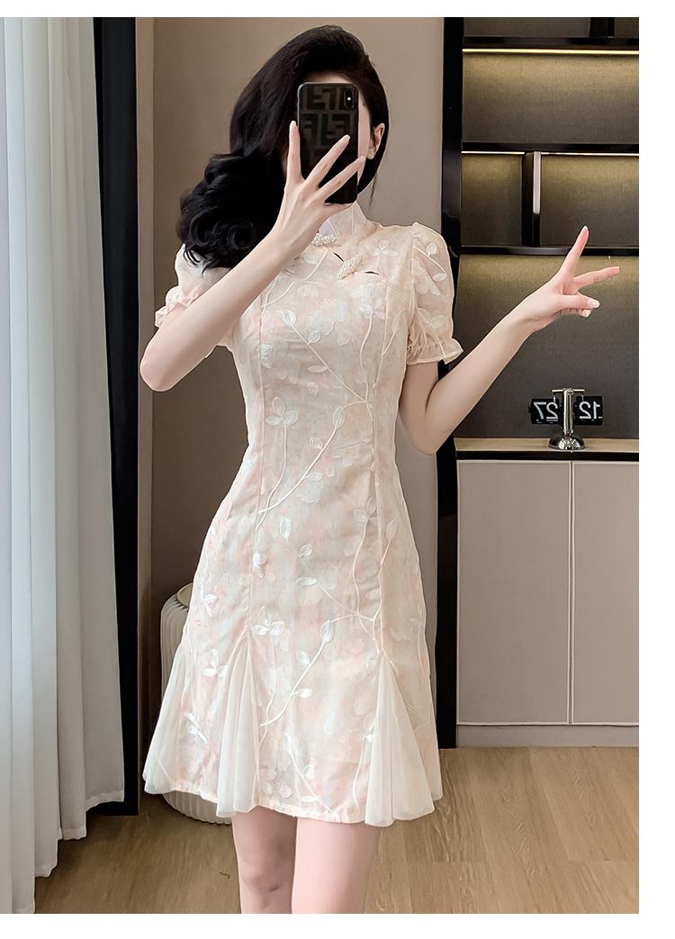Product Introduction of Improved Cheongsam Floral Dress for Women Summer 2025 New Elegant Fairy Dress for Daily Wear 16