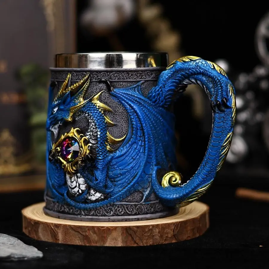 Dragon Design Mug, 1 Count 3D Embossed Design Stainless Steel Mug, Champagne Whiskey Mug, Cocktail Mug, Drinkware for Home & Restaurant