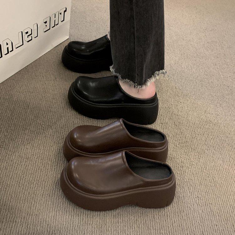  Giày lười JINxCHOY Phong cách Pháp đế dày tăng chiều cao Nhỏ dép đế bằng chất liệu PU thời trang mùa hè thích hợp cho các hoạt động ngoài trời đế xuồng không trơn trượt giày đi lại kỳ nghỉ và đi biển giày lười cỡ Nữ SS24 