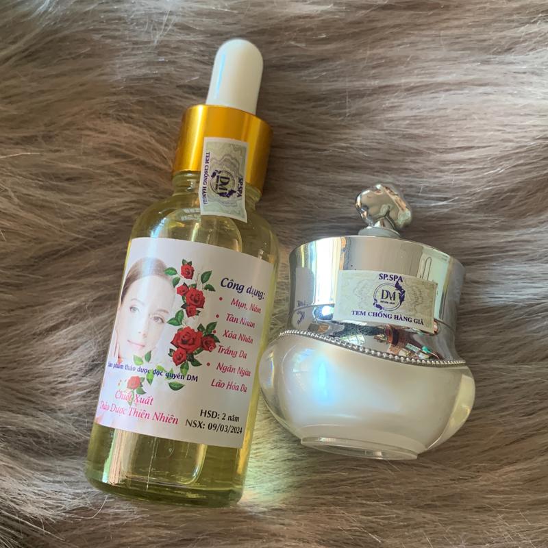 Combo kem tái tạo da trị mụn thâm dưỡng trắng da kèm bông gòn (dành cho da khoẻ)