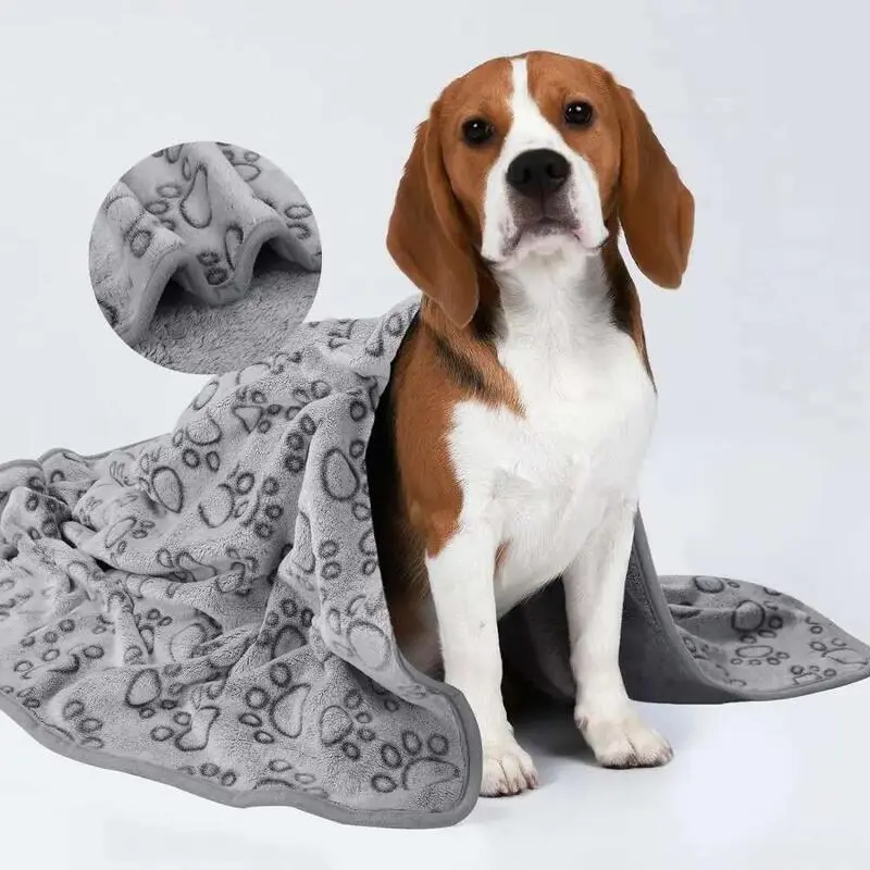 1pc Soft High Quality Blanket, Grey Paw Dog Washable, Pet Mat Warm and Comfortable Blanket for Cat Dogs