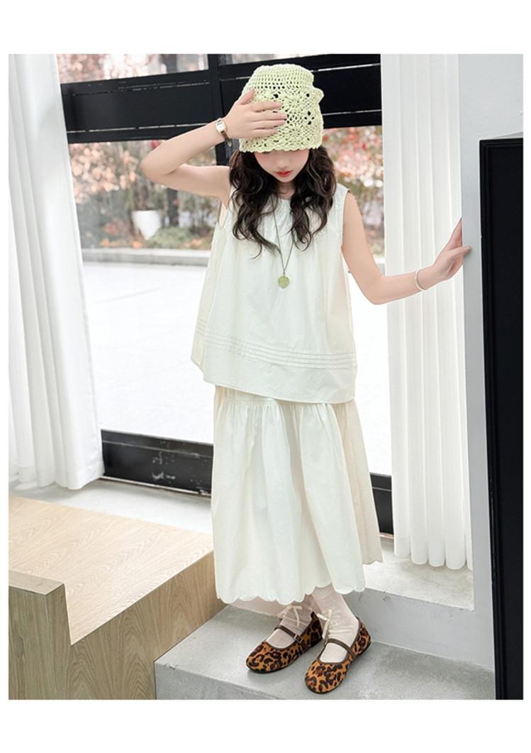 Product Introduction of Bộ Đồ Bé Gái, Thiết Kế Hai Mảnh, Thời Trang Hàn Quốc, Thích Hợp Mặc Hàng Ngày Hoặc Đi Học, Phong Cách Vải Lanh Bông Không Tay Trơn Có Sẵn Trong Cỡ 18-50kg 5