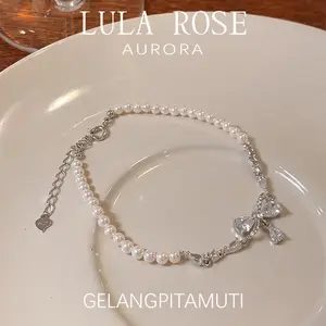 LULA ROSE Gelang Mutiara Manik & Pita Elegan Gaya Korea - Hadiah Sahabat / Cewek