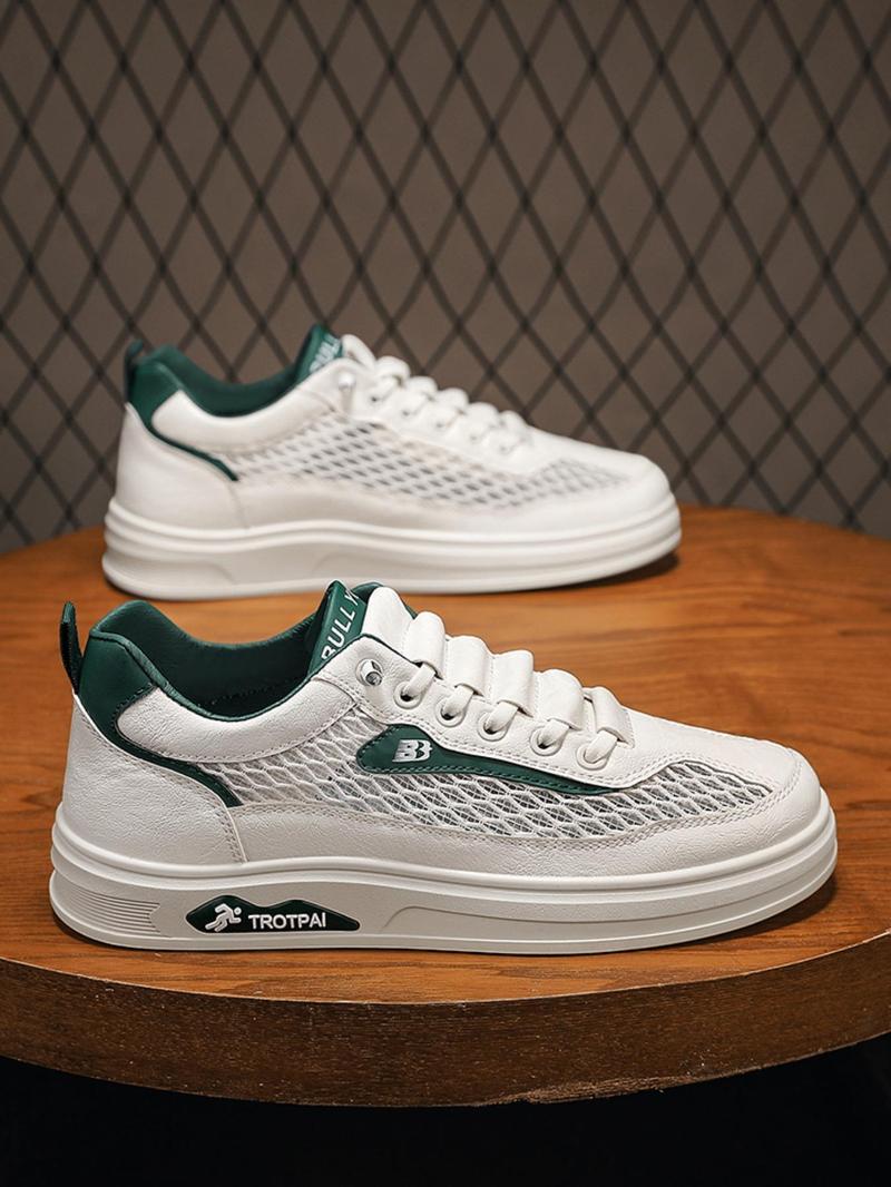 Product Introduction of Men's Casual Breathable Mesh Sneakers, Fashionable Lace Up Low Top Sneakers for Daily Wear, Male All-match Round Toe Sports Shoes for Daily Wear 1