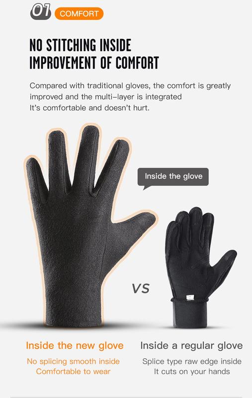 Product Introduction of Cycling Gloves Winter Touch Screen Motorcycle Gloves Outdoor Scooter Windproof Riding Ski Gloves Warm Bike Gloves Black 14