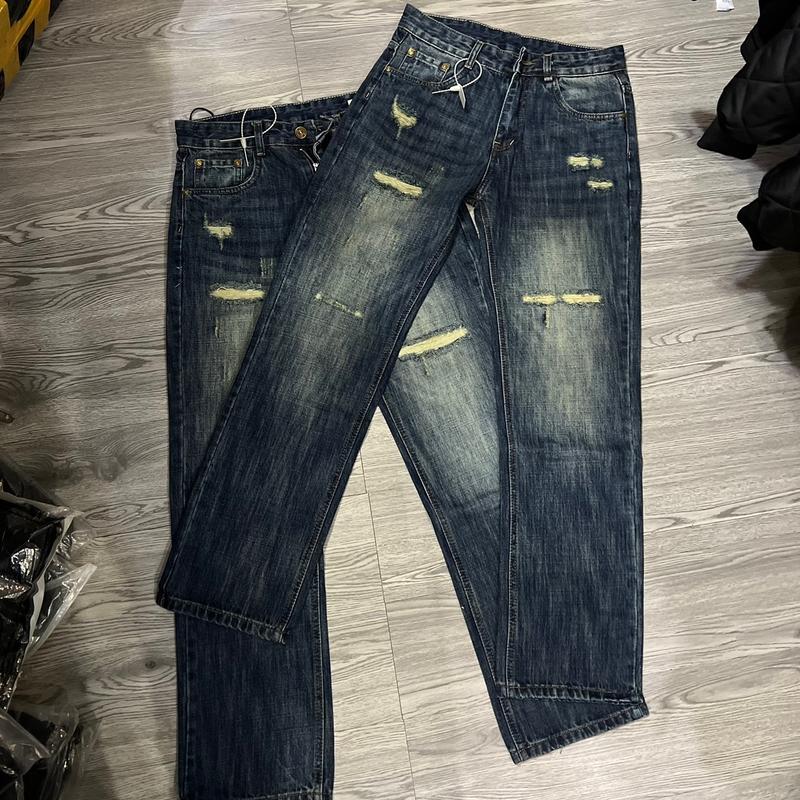 Quần ống suông rách vá hàng cao cấp QC Nam Jean