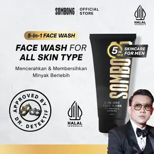 [MALL] SOMBONG 5-in-1 Face Wash With Coffee & Ginseng 100ml Sabun Muka Pria Membersihkan Mencerahkan