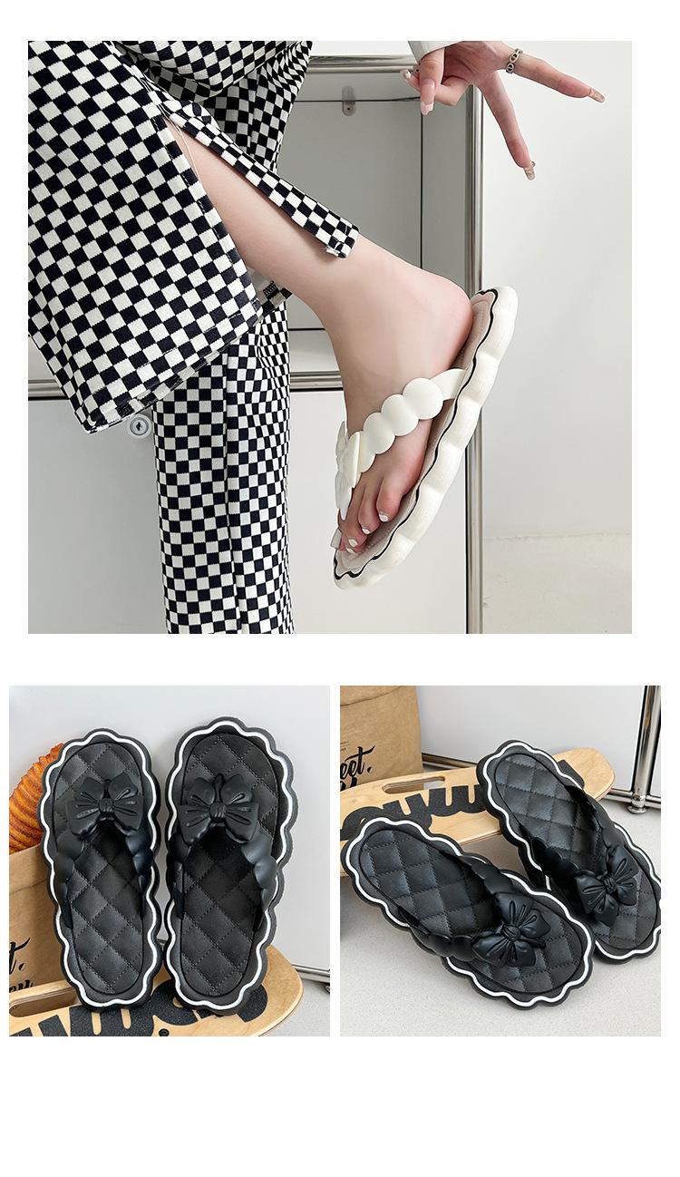 Product Introduction of Summer lace slippers, flip flops, fairy style, sweet and elegant, wearing bow shaped flip flops on the beach, cool slippers Walking Shoes Footwear Women Girl Shoes Comfort Sandal Decor Weight 6
