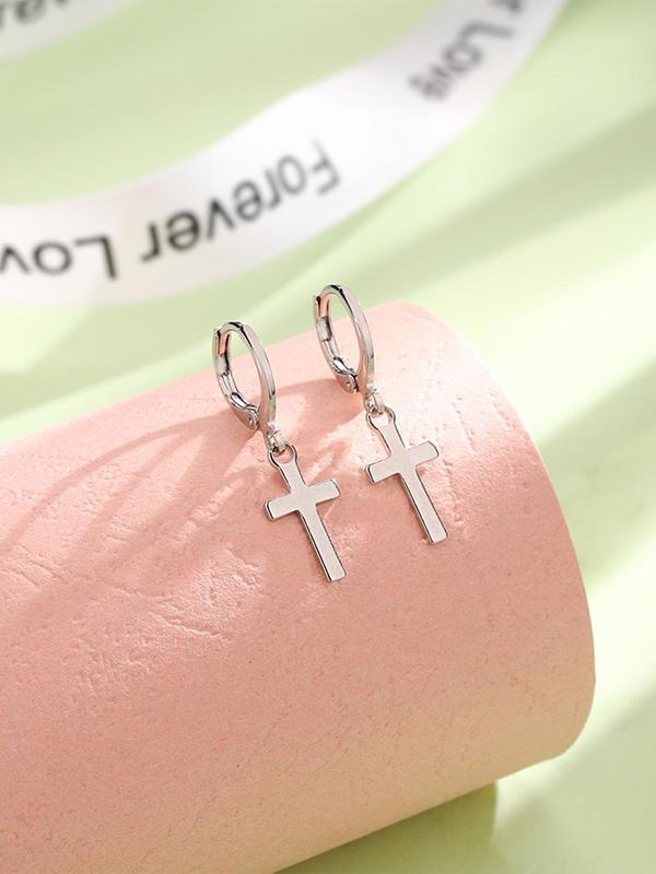 Unisex Street Trend Cross Design Dangle Earrings, 1 Pair Vintage Trendy Dangle Earrings, Chic Gorgeous Jewelry As Gift for Girlfriend & Boyfriend 3