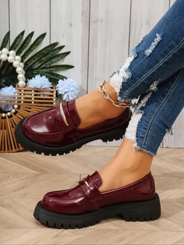 Women's Fashionable Solid Color Slip on Loafers, Casual Comfortable Round Toe Flat Shoes for Daily Wear, Lightweight Breathable Shoes for All Seasons 4