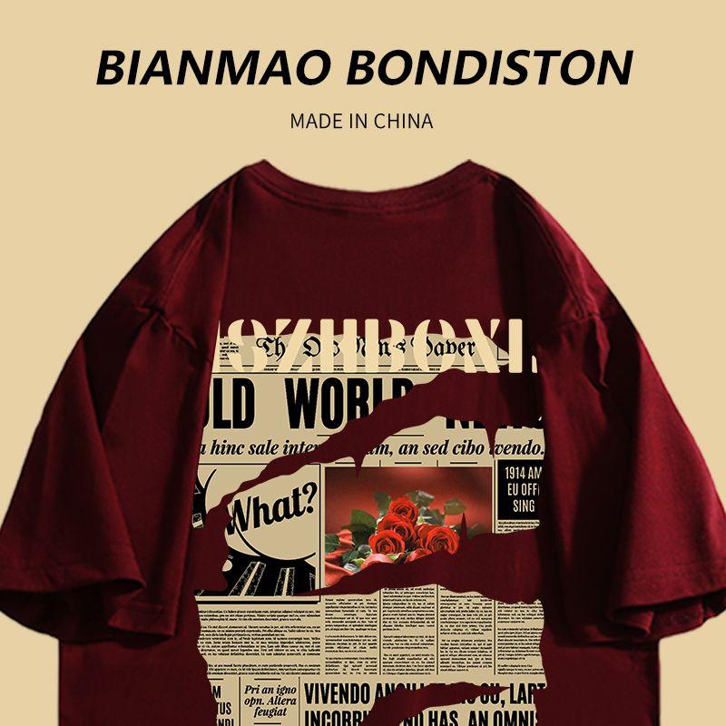 Áo Thun Ngắn Tay 100% Cotton, Phong Cách Hàn Quốc, Retro, Thời Trang, In Ấn, Áo Mùa Hè 0