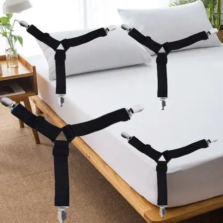 Bộ 4 Chiếc Kẹp Ga Giường Chống Xê Dịch Cố Định Và Giữ Phẳng.Dây Buộc Ga Giường Drap Có Sự Đàn Hồi,Màu Sắc Ngẫu Nhiên 5