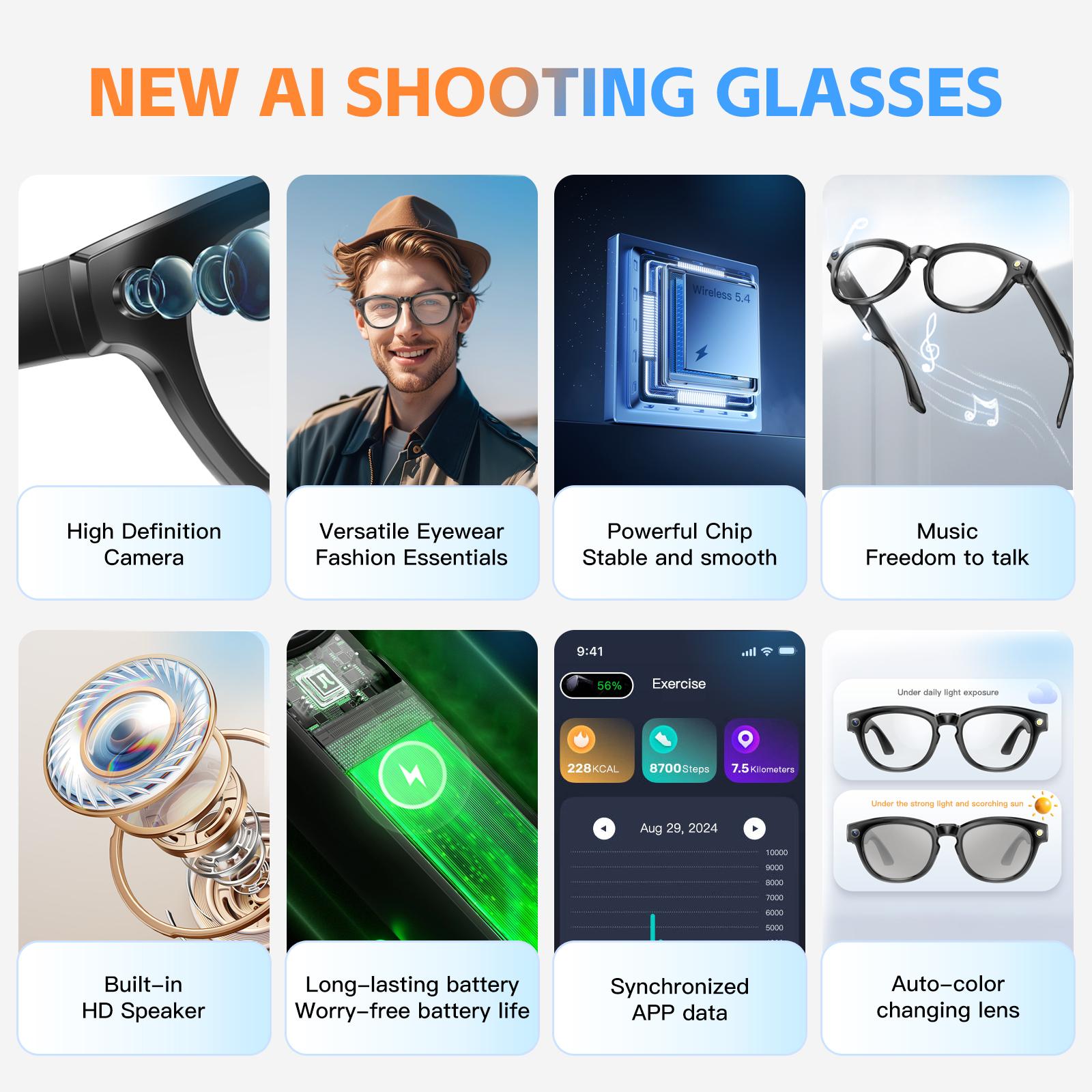 AI Smart Glasses Camera Polarized Sunglasses Mini Camera Video Recorder Wireless BT Call long battery Life Glasses for Men Women - Image 2