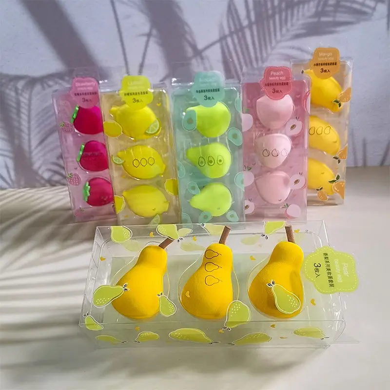 Cosmetic Egg Wet and Dry Fruit Puff Suit Smear-Proof Makeup Mango Lemon Fart Peach Shape Makeup Sponge Beauty Tools