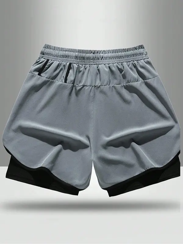 Men's Solid Color Boxer Briefs Shorts, Regular Fit Casual Comfy Breathable Shorts for Summer, Men's Bottoms for Daily Wear 1