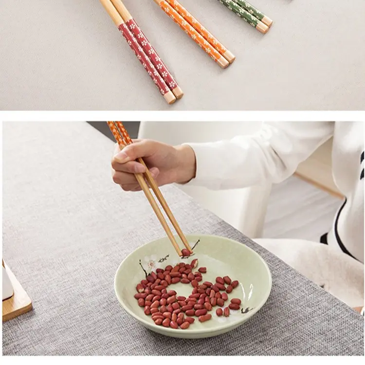 Sumpit Kayu Motif Bunga / Sumpit Kayu / Sumpit Kayu Bambu Motif Hiasan Bunga / Sumpit Makan Food Grade Plastik 8