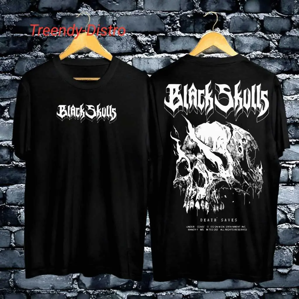 Kaos Premium Pria Tshirt Distro Motif BlackSkull Pakaian Pria / Koas Distro Premium Gaya Liburan
