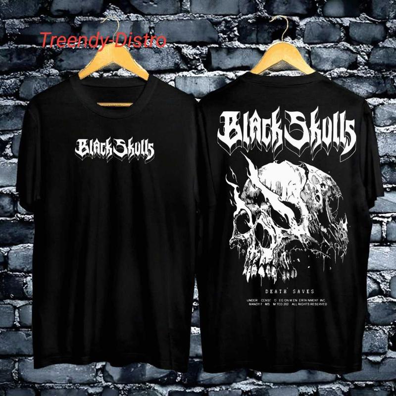 Kaos Premium Pria Tshirt Distro Motif BlackSkull Pakaian Pria / Koas Distro Premium Gaya Liburan 0
