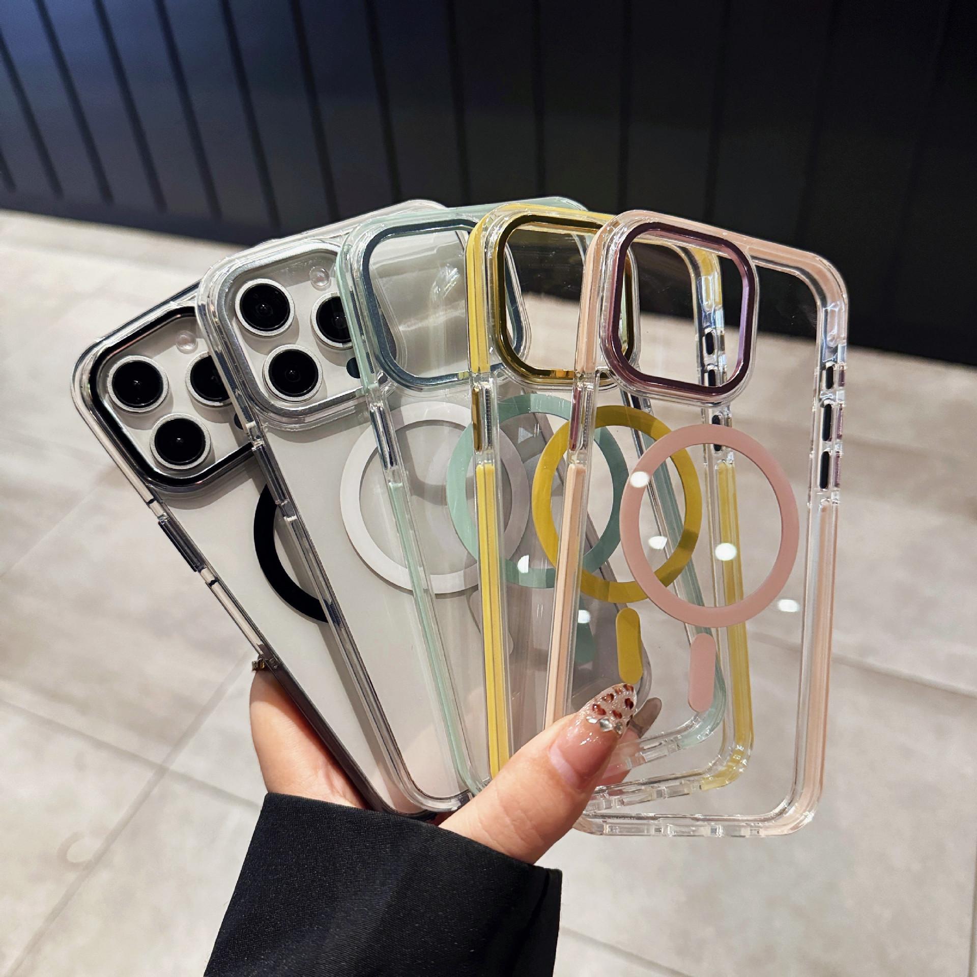 Ice Color Compatible iPhone 16 Pro Max Phone Case Acrylic Magnetic Apple 15 Shockproof Full Coverage