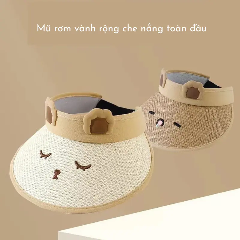Mũ Đi Biển Cho Bé Phong Cách Sang Chảnh ,Nón Chống Nắng Nửa Đầu Cho Bé Từ 3 đến 12 tuổi hình dạng động vật 2
