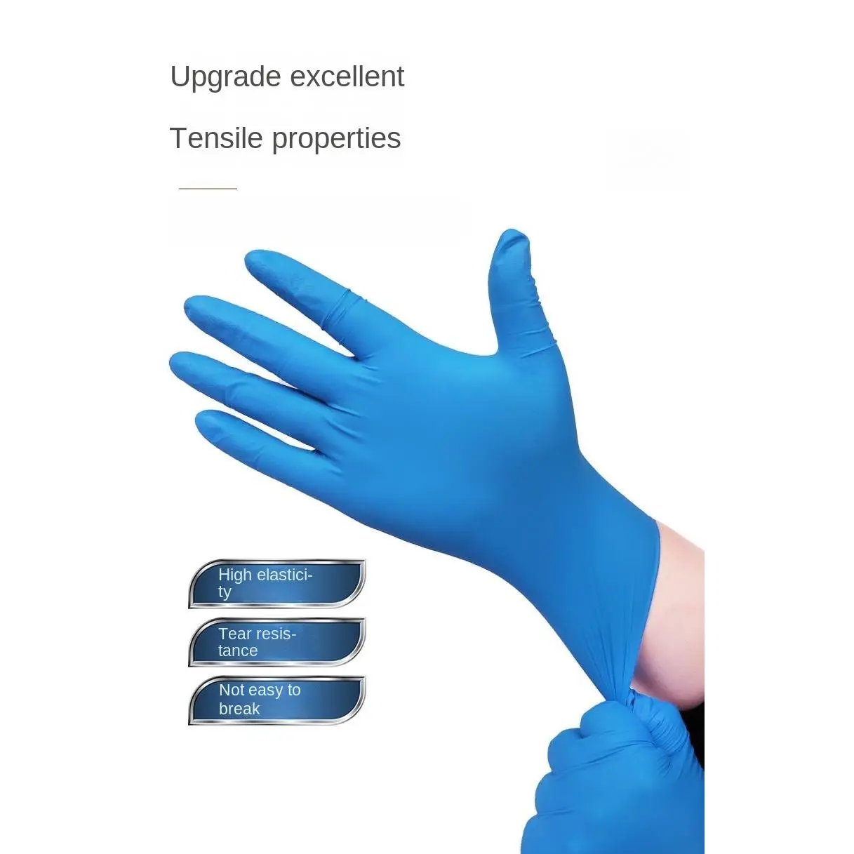 Disposable Gloves Blue Powder-Free High Elastic Extra Thick and Durable Protective Household Catering Food Grade Nitrile Gloves