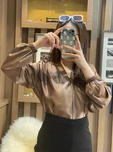 Lady zipper by bombshellstores bahan satin V-Neck