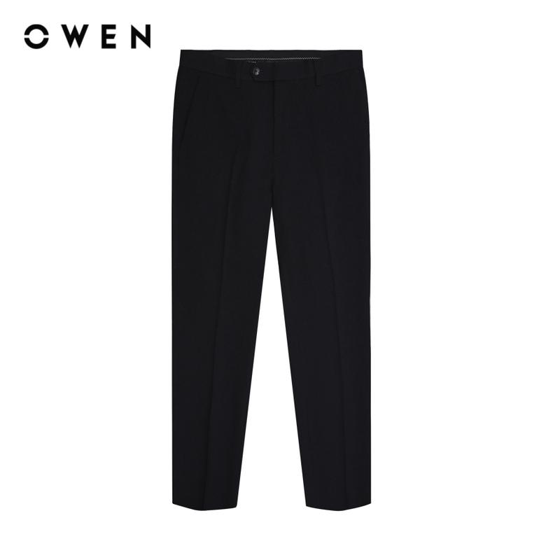OWEN - Quần tây Nam Slim Fit QS242829 màu Xanh tím than chất liệu 100% polyester Hoạ tiết Kẻ nhỏ Menswear