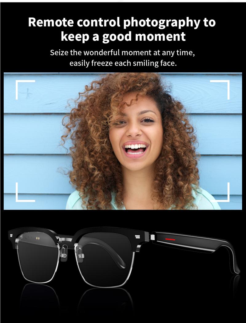 Product Introduction of SENBONO E13 Smart Glasses:Blue Light Filtering Polarized Sunglass Lenses  Audio Built-in Mic & Speakers Touch & Voice Assistant 6