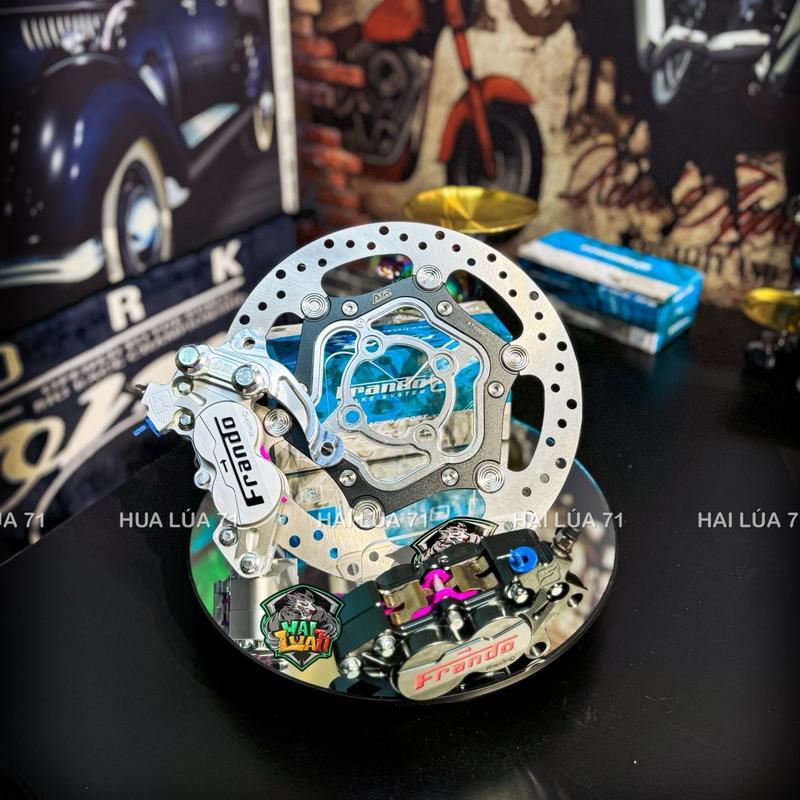 Combo Heo Frando 4Pit 1:1, Đĩa Brembo Lòng Đen 4 Lỗ, Bát Nhôm CNC, Phụ Kiện Xe Máy