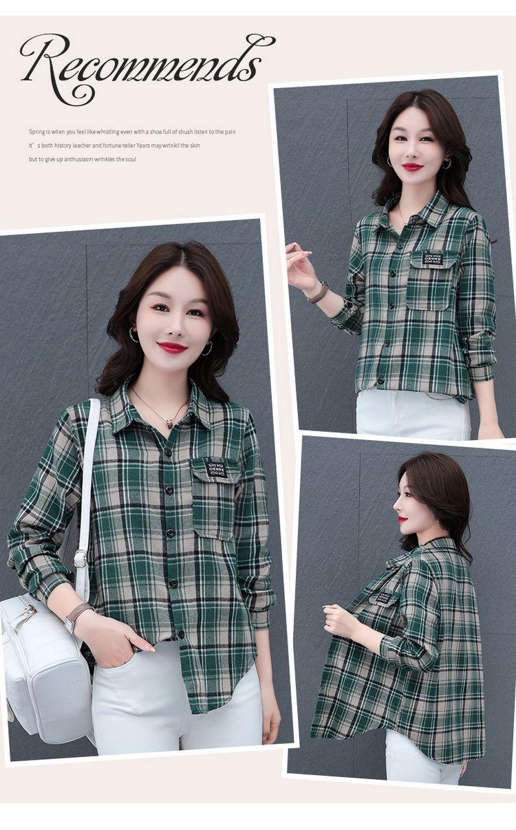 Product Introduction of เสื้อเชิ้ตลายสก๊อตคลาสสิก, เสื้อโค้ททรงหลวม, สำหรับคุณแม่วัยกลางคน, เสื้อเชิ้ตแขนยาว, สำหรับผู้หญิง, ฤดูใบไม้ผลิ 2024 มาใหม่ 3