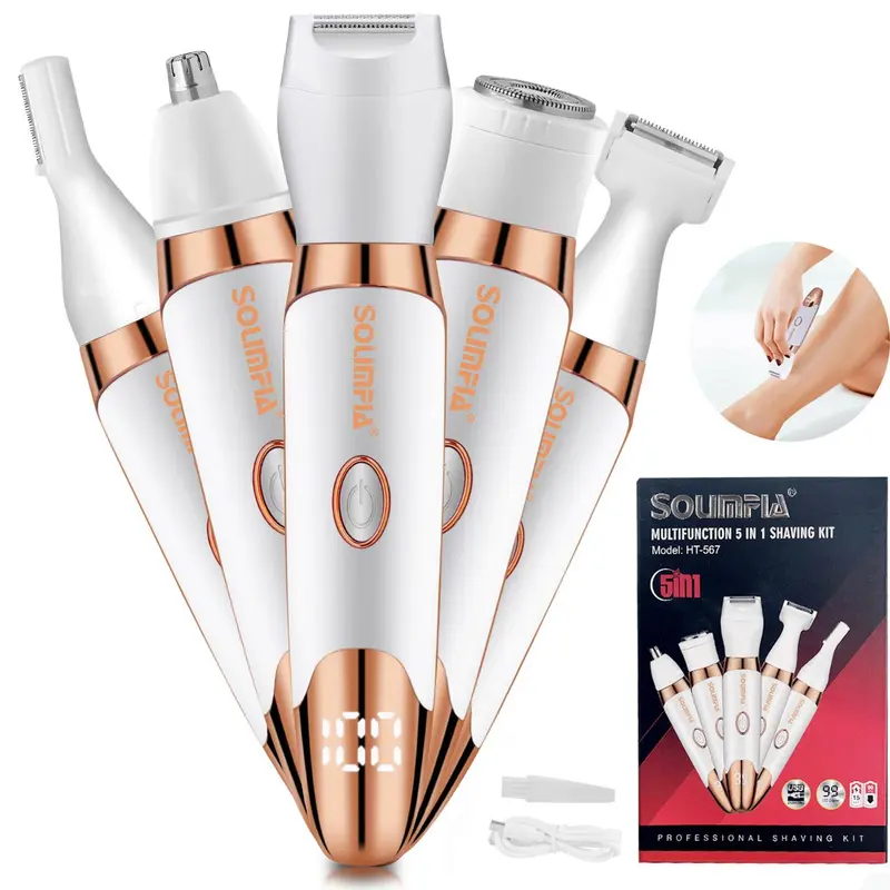 5-In-1 Electric Hair Removal Tool, 1 Count Portable Rechargeable Hair Trimmer for Arms, Legs, Underarms, Bikini Areas, Professional Hair Removal Tool for Women 0